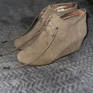 Tom’s Tan Suede Wedge Ankle Boots